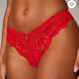 Savage X Fenty romantic corded lace Brazilian in red